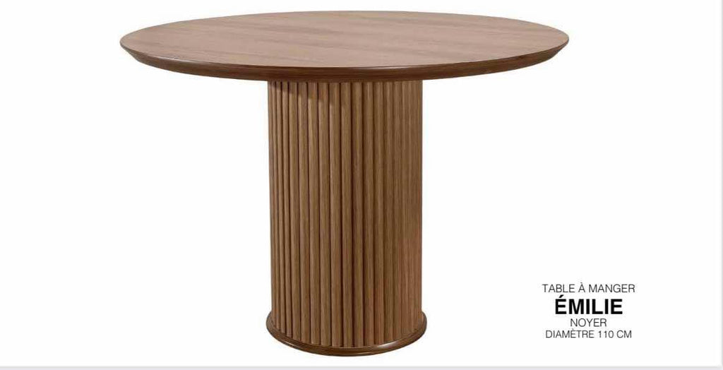 Table à manger EMILIE RONDE NOIR  et NOYER diamètre 110cm