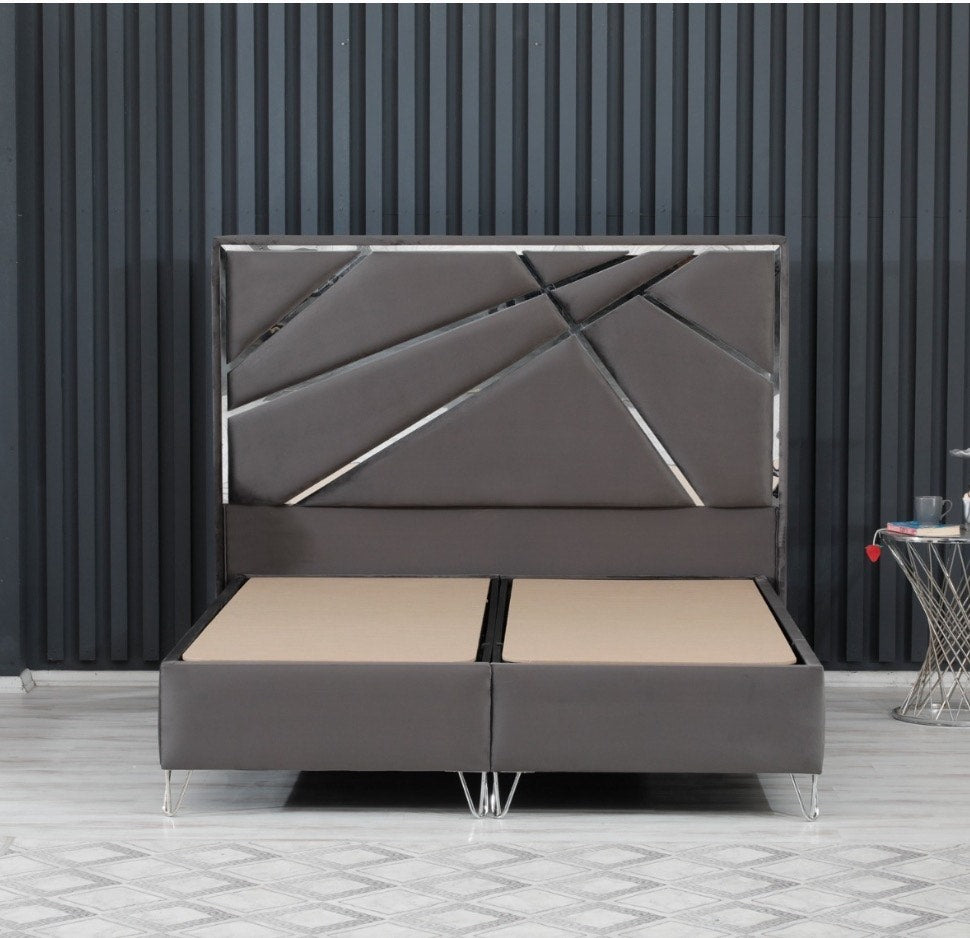 Lit PARIS COFFRE GRIS ARGENT 160x200cm