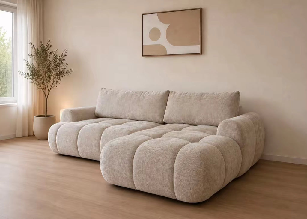 CANAPÉ D'ANGLE LÉO CONVERTIBLE COFFRE DE RANGEMENT
