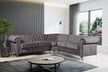 Canapé d'angle clouté TIFFANY velours ANTHRACITE