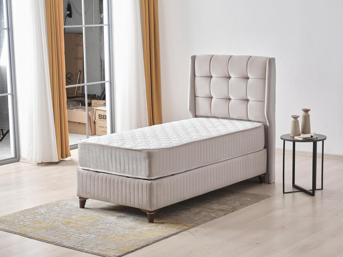 Lit ALBA COFFRE GRIS ET BEIGE 90x190cm
