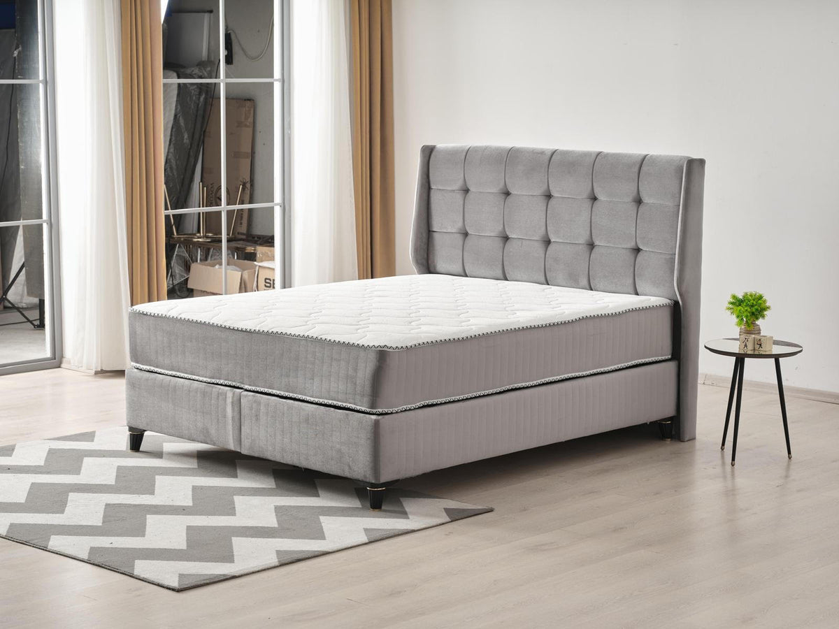 Lit ALBA COFFRE GRIS ET BEIGE 160x200cm