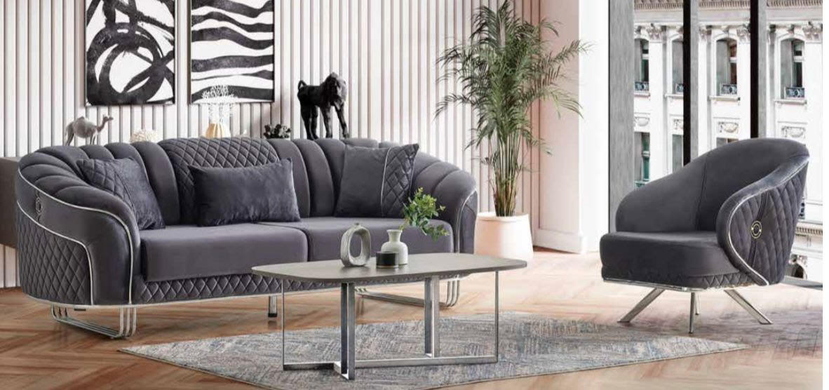 Salon SULTAN 3+2+1 ANTHRACITE et TAUPE
