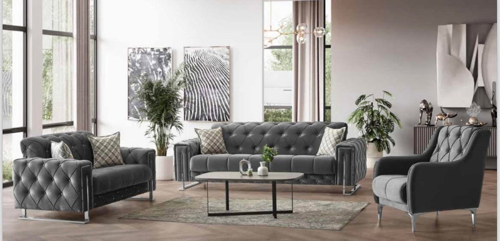 Salon PUNTO 3 + 2 + 1 CONVERTIBLE GRIS et BEIGE