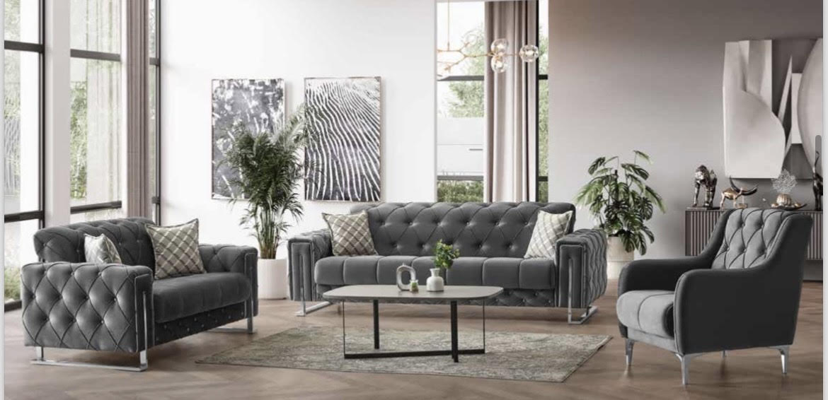 Salon PUNTO 3 + 2 + 1 CONVERTIBLE GRIS et BEIGE
