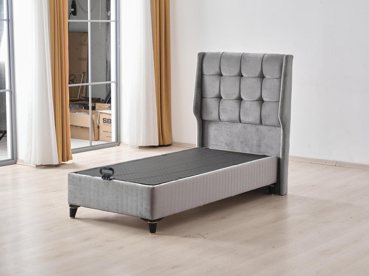 Lit ALBA COFFRE GRIS ET BEIGE 90x190cm