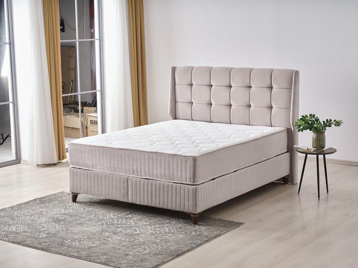 Lit ALBA COFFRE GRIS ET BEIGE 160x200cm